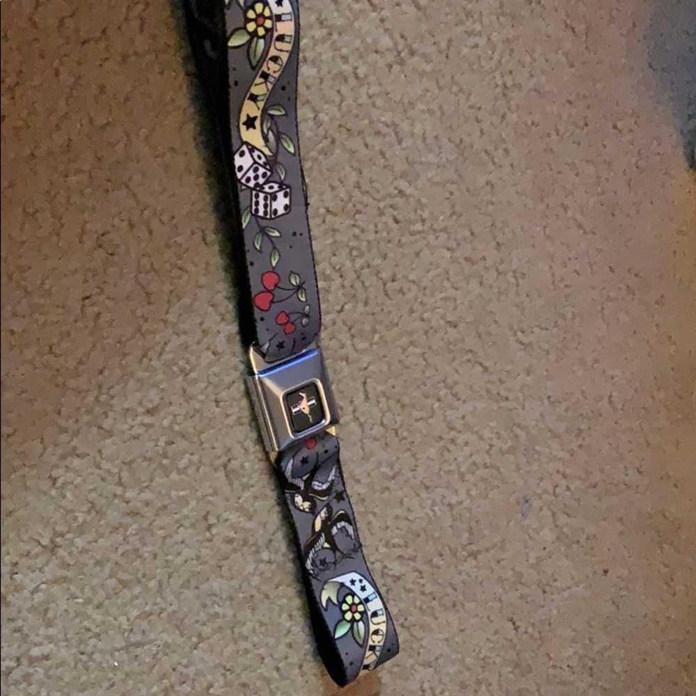 Seat belt belt (adjustable). Lucky tattoo design.